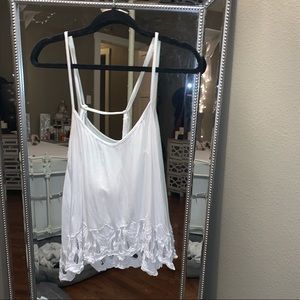 White tank with lace bottom